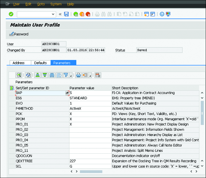 Parameters Tab