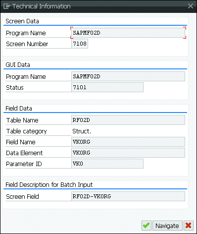 Technical Information Screen