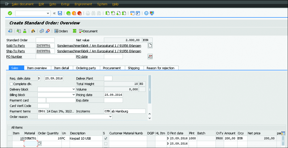 Maintaining Standard Order Information