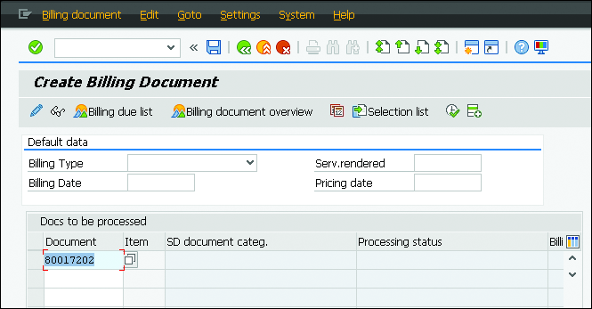 Creating a Billing Document