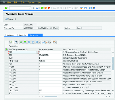 Parameters Tab