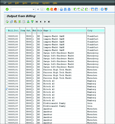 Output from Billing