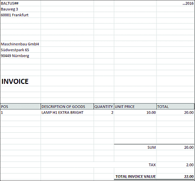 Invoice from Vendor