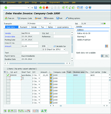 Entering the Vendor Invoice