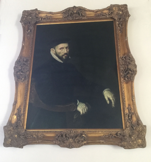 A copy of a painting of the portrait of Sir Thomas Gresham in Ashton Court Mansion House, Bristol. The original is in the Rijksmuseum, Amsterdam.