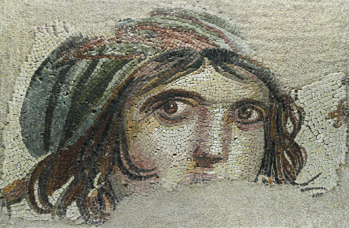 Mosaic image of the 'Gypsy Girl' in the Gaziantep Museum of Archaeology.