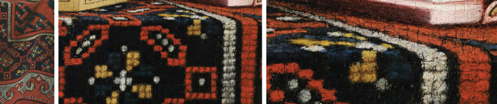 Images showing the knotted carpet, by Hans Holbein the Younger, 'The Ambassadors'.