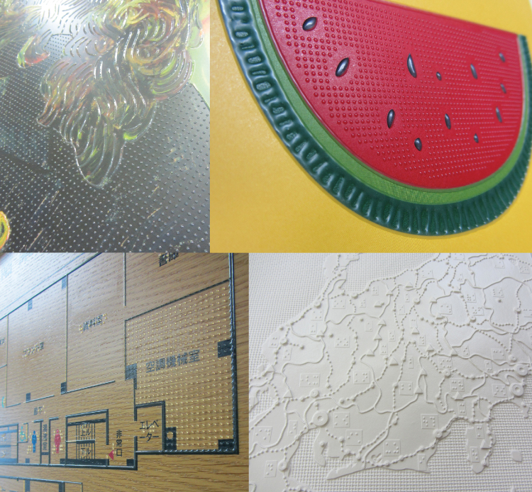 Images showing examples of different patterns that are printed and translated as tactile images.