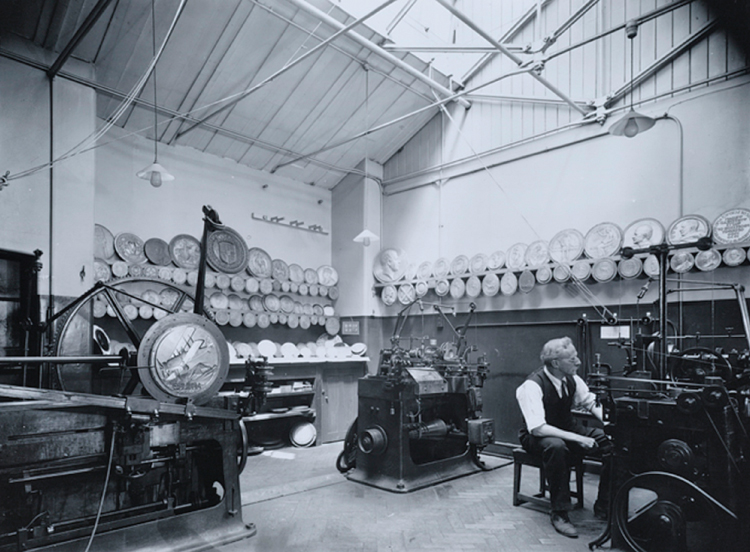 Photograph of Royal Mint's reducing machines at the Royal Mint Museum.