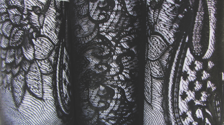 Images of a 3D printed lace by Paul O'Dowd using a Rostock 3 axis extruder (2016) at the Centre for Fine Print Research, University of the West of England, Bristol. 