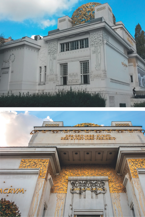 Photographs of Secession Building, Secessionsgebaude (1897), Vienna, Austria. Specifically 'secession style', a branch of Art Nouveau. 