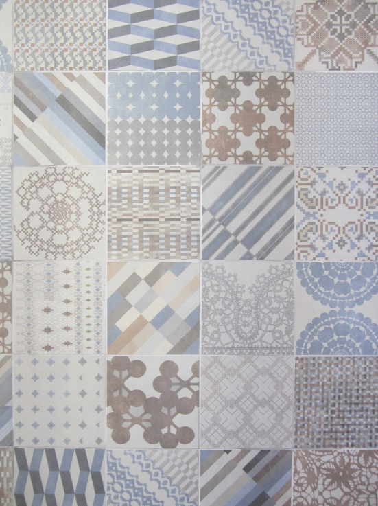 Image showing some examples of contemporary encaustic tiles, designed by Patricia Urquiola, inkjet printed onto porcelain stoneware.