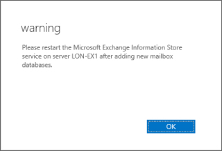 Screenshot of a dialog box titled warning with descriptive text and OK button below.