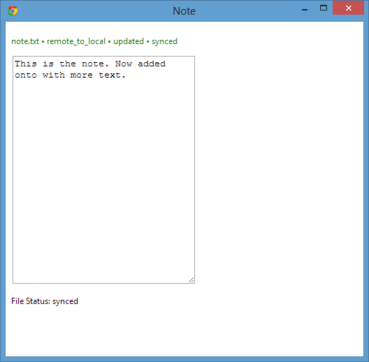 The Note app after remote-to-local sync