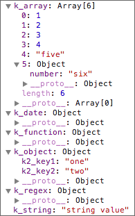 A console showing local storage objects