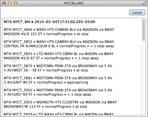 Status of buses on the M4 route