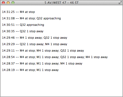 Last 10 bus-status updates