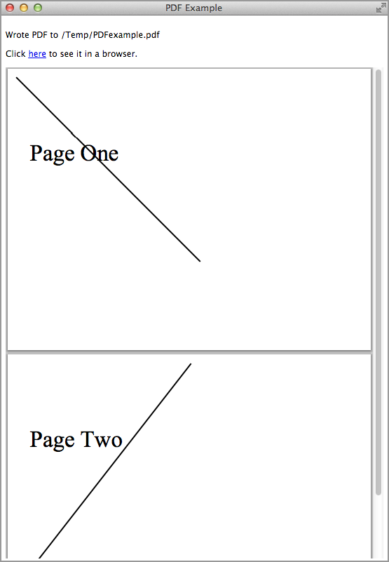 PDF example window showing embedded PDF