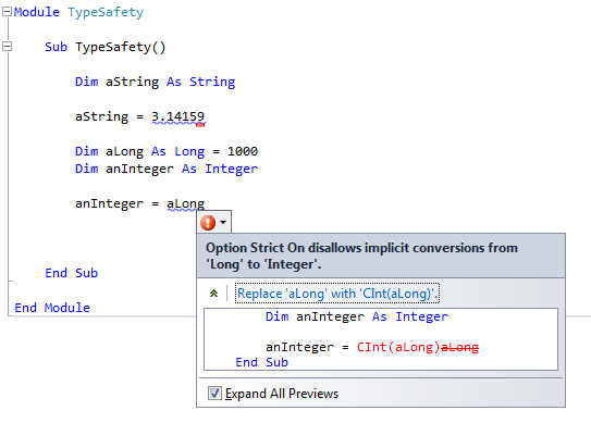 Whereas smaller types can safely be converted into larger ones, converting larger to smaller types is not type safe and, therefore, not permitted implicitly.