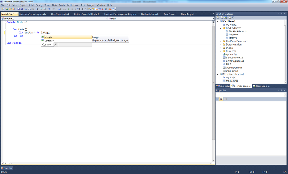 IntelliSense in Declare First mode.