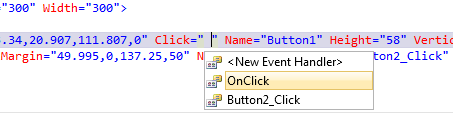 In WPF, you can wire up event procedures in Visual Basic programs via XAML code, which is a little different than you are used to with Windows Forms applications.