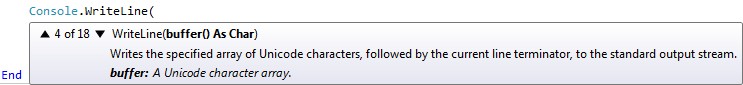 The WriteLine method has no fewer than 18 overloads.