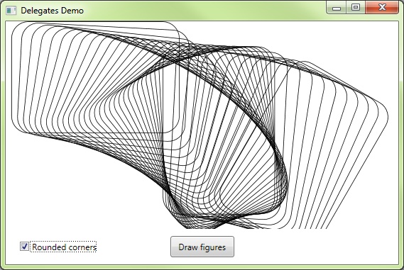 You can select or clear the Rounded Corners check box to change the style in which the graphic is drawn. Internally this is managed by a delegate variable.