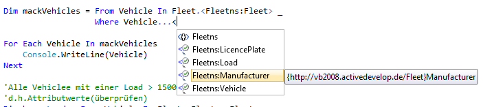 XML support for the IDE.