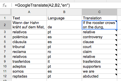 ...Then in the next column that language is used in the GOOGLETRANSLATE function