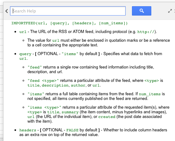 Clicking on the link brings up a window with examples of queries you can use in the formula