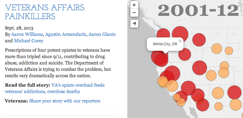 This map by the Center for Investigative Reporting needs locations formatted as 'proper' case