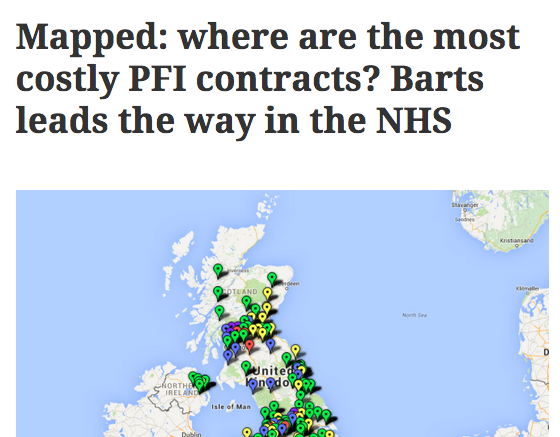 This map by PFEye classifies projects by contract value: you can use arbitrary values to distinguish large ones from small, or you can use quartiles