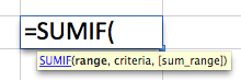 When you open the parentheses on a SUMIF formula, the optional argument is indicated by square brackets