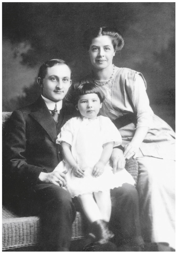 Illustration. My mother, Ella, with her birth parents, Henry and Florence Lewis, circa 1913.