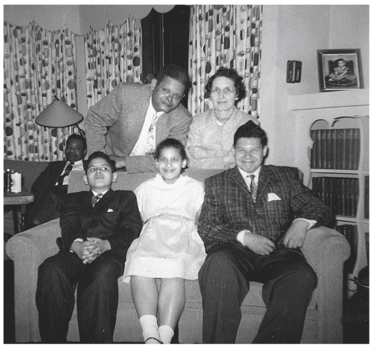 Illustration. The Jackson family in the 1950s. Front (left to right): David, Dolores, Charles Nathan. Back row: Charles and Ella.