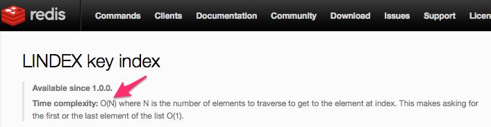 Redis LINDEX command complexity