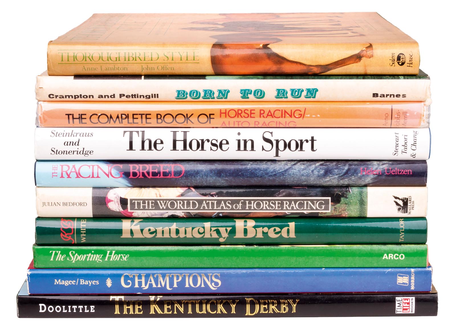 Photo of a stack of books about racehorses.