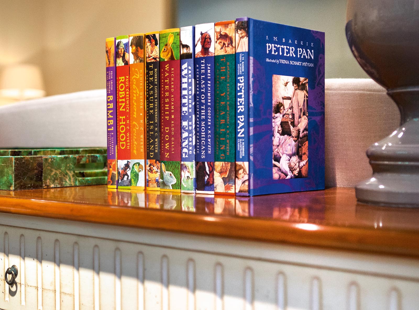 Photo of a brightly colored boxed set of adveture stories.