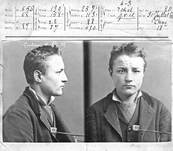 Le misure del ventunenne George Girolami, arrestato per truffa, annotate da Bertillon. (© adoc-photos/Corbis)