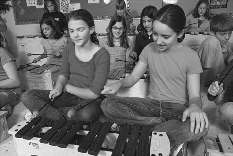 A class performing on Orff instruments Courtesy of Sonor Instruments