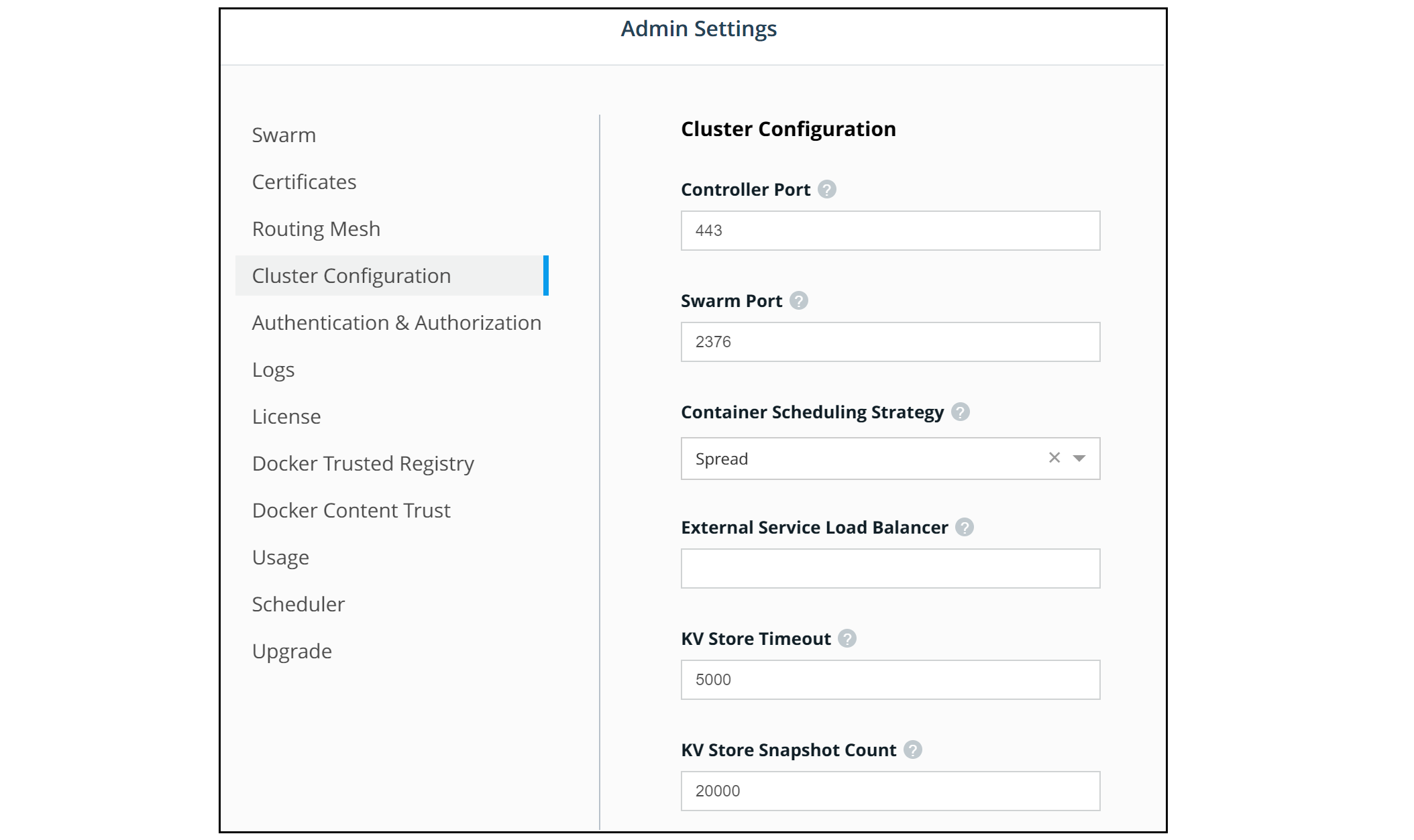 Figure 16.7 UCP Admin Settings