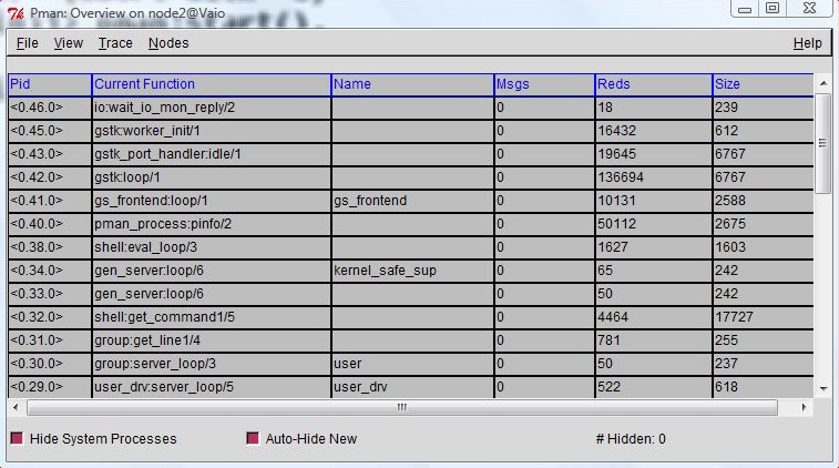 The process manager window