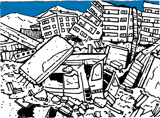 Illustration of earthquake damage.