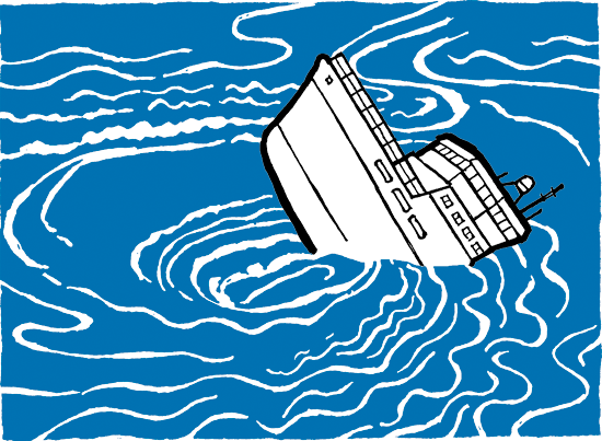 Illustration of a ship in a maelstrom.