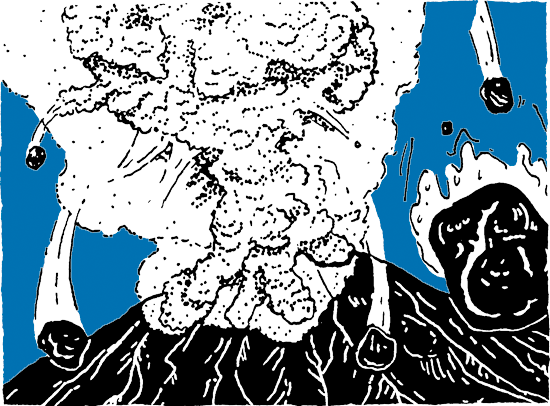 Illustration of pyroclastic "bombs."