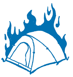 Illustration of burning tent.