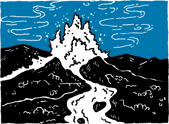 Illustration of a volcano.