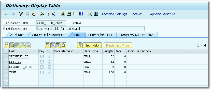 Stop Word Table in DDIC