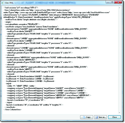 XML Representation of an Attribute View