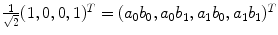 $$\frac{1}{\sqrt{2}}( 1, 0 ,0 ,1 )^T = (a_0 b_0, a_0 b_1,a_1 b_0,a_1 b_1)^T$$